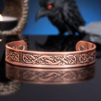 Pure Copper Bracelet for Men Viking Bracelet Copper Magnetic Bangle Gift for Men All Sizes -Vikings (VC)