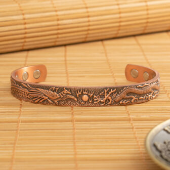 Pure Copper Bangle Magnetic Therapy Bracelet Wristband for Joint and Muscular Pain Relief Unisex – Phoenix & Dragon (PDC)