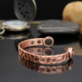 Solid Copper Magnetic Bracelet for Men Copper Cuff Bangle Gift for Men - Hammered - Image 4