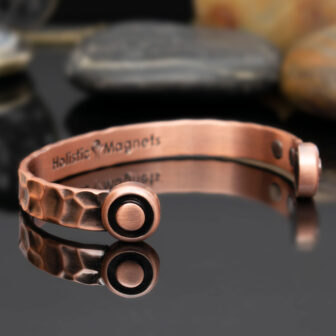 Solid Copper Magnetic Bracelet for Men Copper Cuff Bangle Gift for Men - Hammered - Image 3