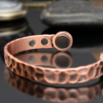 Solid Copper Magnetic Bracelet for Men Copper Cuff Bangle Gift for Men - Hammered - Image 2