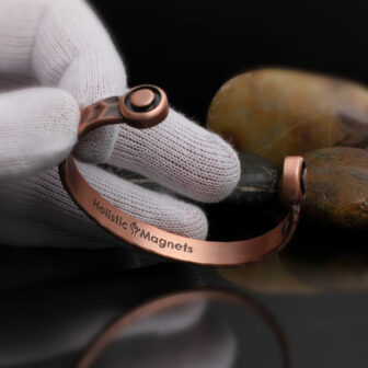 Solid Copper Magnetic Bracelet for Men Copper Cuff Bangle Gift for Men - Hammered - Image 6