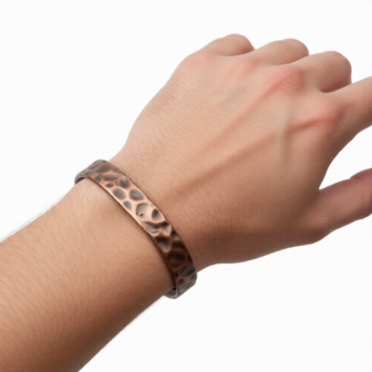 Solid Copper Magnetic Bracelet for Men Copper Cuff Bangle Gift for Men - Hammered - Image 7