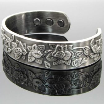 Copper Magnetic Bracelet for Women-Embossed Flowers