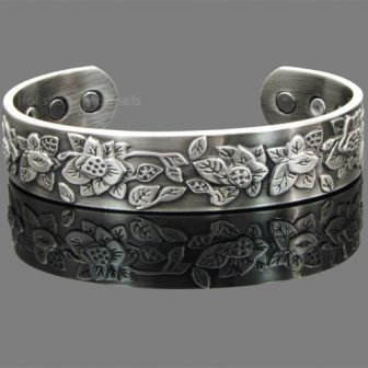 Copper Magnetic Bracelet for Women-Embossed Flowers