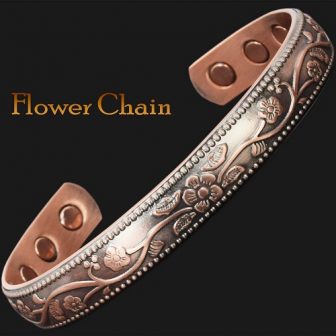 Ladies Magnetic Bracelet Arthritis Bracelet for Pain Magnetic Therapy Bangle Wristband – Copper Flower
