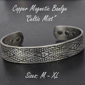 Magnetic Therapy Bracelet for Men Copper Bracelet for Arthritis Antique Silver Toned - Celtic Mist
