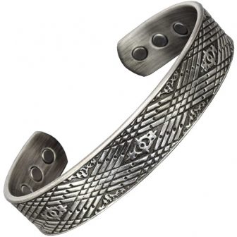 Magnetic Therapy Bracelet for Men Copper Bracelet for Arthritis Antique Silver Toned cmp