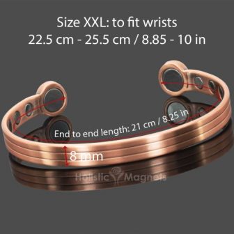 Mens Copper Magnetic Bracelet for Arthritis Therapeutic Bracelet Wristband for Pain Extra Strength Magnets – XXL Size