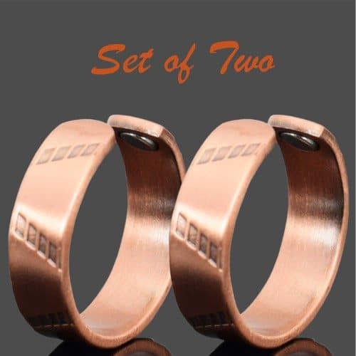 Healing Copper Rings for Men Women Copper Rings for Arthritis Copper Finger Rings with Open Back Copper Magnetic Therapy Band SET of TWO - PR