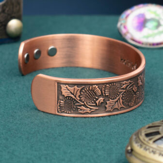 Mens Chunky Wide Celtic Copper Bracelet Magnetic Therapy Bangle Arm Wrist Joint and Muscular Pain Relief – Scottish Thistle (ST) - Image 3