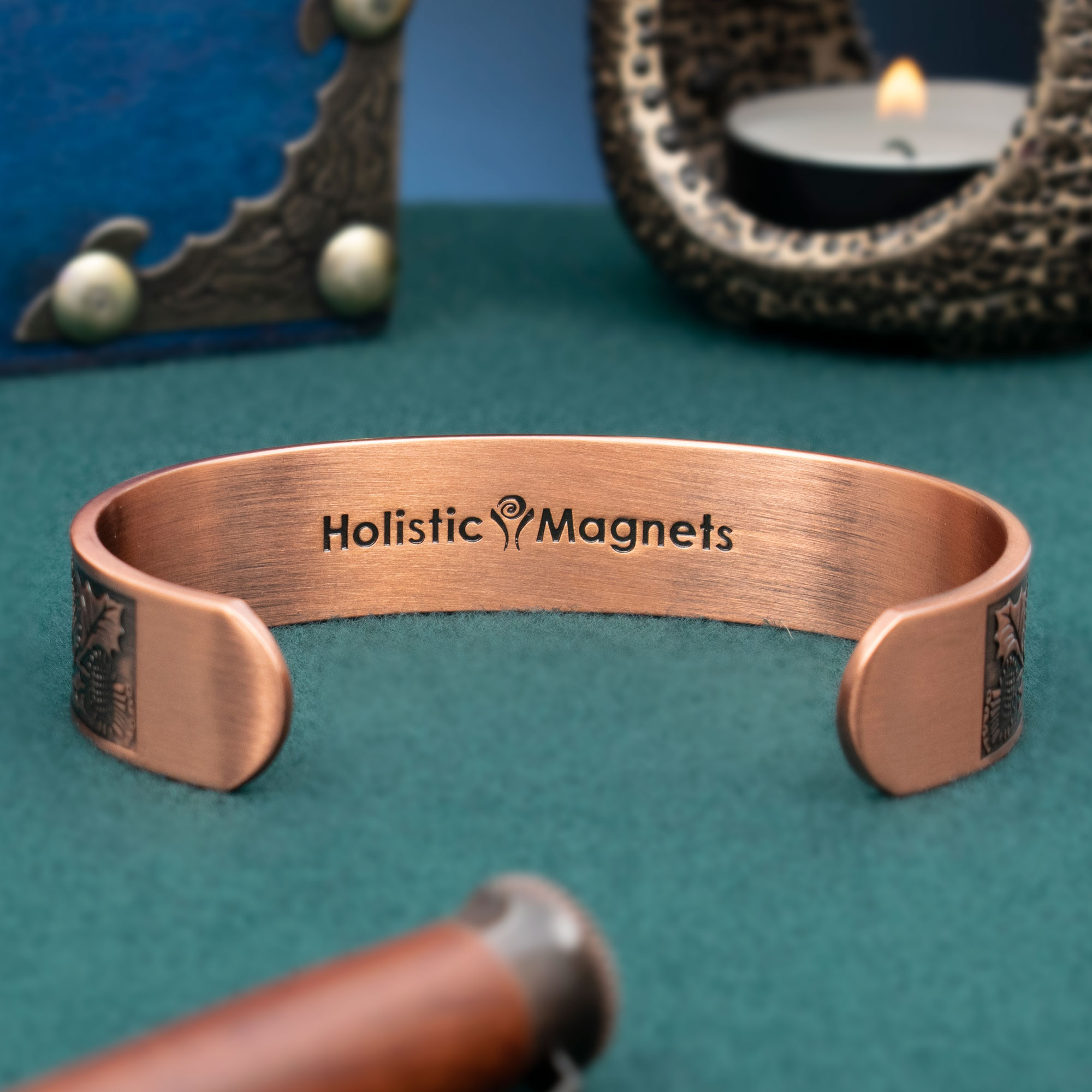 Mens Chunky Wide Celtic Copper Bracelet Magnetic Therapy Bangle Arm Wrist Joint and Muscular Pain Relief – Scottish Thistle (ST) - Image 5