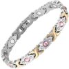 magnetic bracelet for women with pink zirconia silver gold holistic magnets pgm