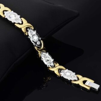 Magnetic bracelet with glittering diamante gemstones