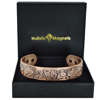 Ladies Pure Copper Magnetic Bracelet Bangle for Natural Pain Relief Arthritis Carpal Tunnel Tennis Elbow – Cherry Blossom (EF)